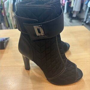 Karl Lagerfeld Black Quilted Heeled Boots